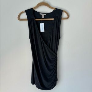Banana Republic Black Draped Sleeveless Blouse